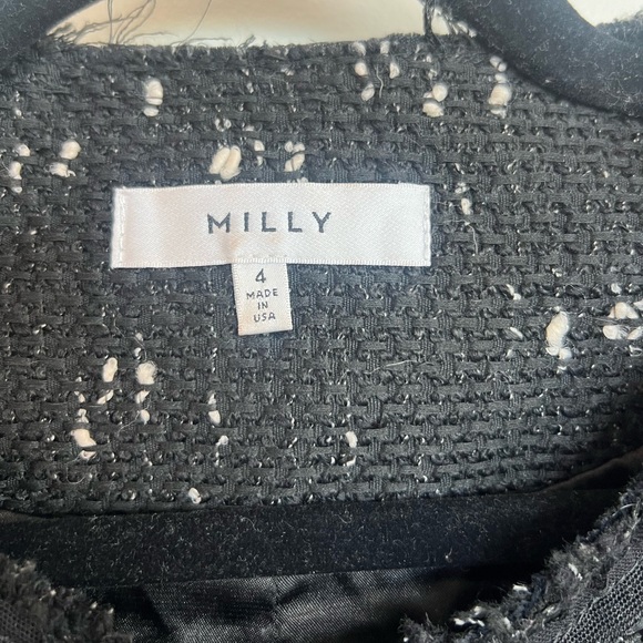 MILLY SET - Tweed Black Leather trim peplum top and skirt set - Picture 6 of 14